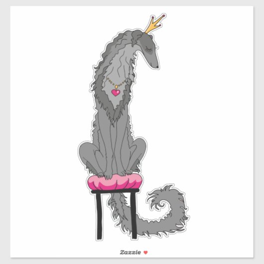 Grijze Borzoi uitknip sticker van vinyl (Vel)