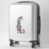 Grijze Borzoi uitknip sticker van vinyl (Koffer)