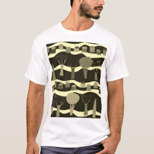 Grijze bosachtige wandtapijten: boompatroon. t-shirt