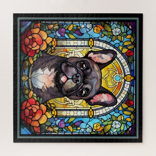 Grijze Boston Terrier-puzzel Legpuzzel (Horizontaal)