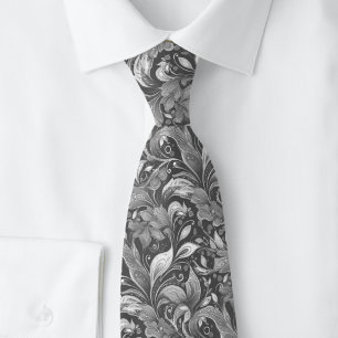 Grijze botanische batik das