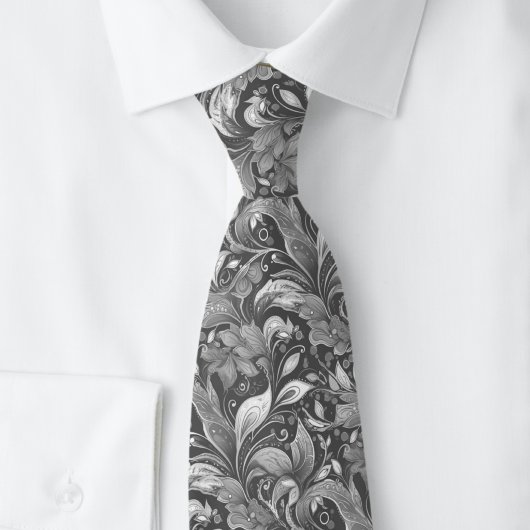 Grijze botanische batik das