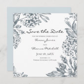  grijze botanische bruiloft save the date (Voorkant / Achterkant)