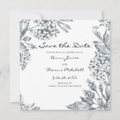  grijze botanische bruiloft save the date (Voorkant)