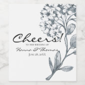  grijze botanische bruiloft wijn etiket (Enkel label)