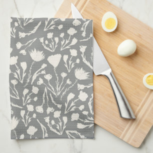 Grijze Botanische Cottage Print Theedoek