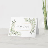 Grijze botanische olie gevouwen bedankkaart (Voorkant)