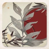 Grijze Bourgogne en Abstracte Waterverf van Cream Kartonnen Onderzetters (Voorkant)