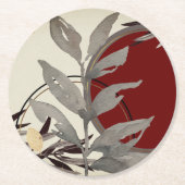 Grijze Bourgogne en Abstracte Waterverf van Cream  Ronde Kartonnen Onderzetter (Voorkant)