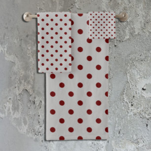 Grijze Bourgogne Polka Dot Bad Handdoek