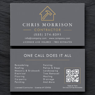 Grijze Bouwbedrijf QR-code Visitekaartje