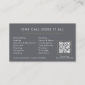 Grijze Bouwbedrijf QR-code Visitekaartje (Achterkant)
