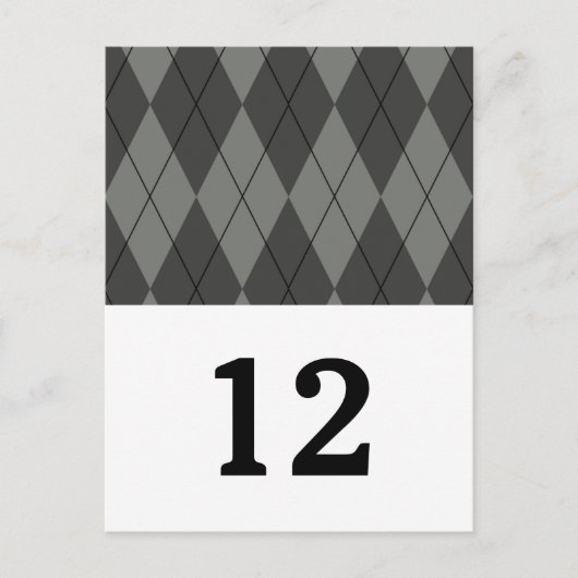Grijze Briefkaart voor tabelnummer Argyle (Voorkant)