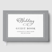 Grijze bruiloft Guestbook - afbeeldingsgrens Elega Gastenboek (Voorkant)