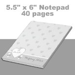 Grijze bruiloft met liefdesharten notitieblok<br><div class="desc">Pas dit notitieblok aan met een naam,  zodat de Bride voor haar Wedding Notes is. Ontworpen in grijs,  zilver en wit,  met hart.</div>