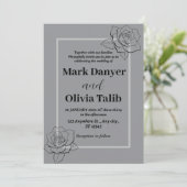 Grijze bruiloft uitnodiging | Elegant en modern de (Staand voorkant)