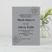 Grijze bruiloft uitnodigingen | Moderne elegantie (Staand voorkant)