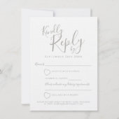 Grijze bruine-hartenbruiloft RSVP Kaart (Achterkant)