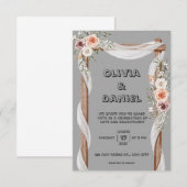 Grijze, bruine, rustieke en roze uitnodiging (Voorkant / Achterkant)