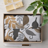 Grijze bruine zwarte neutraal bladeren tissuepapier (Geschenk)