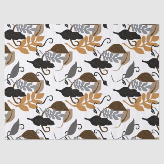 Grijze bruine zwarte neutraal bladeren tissuepapier (Voorkant)