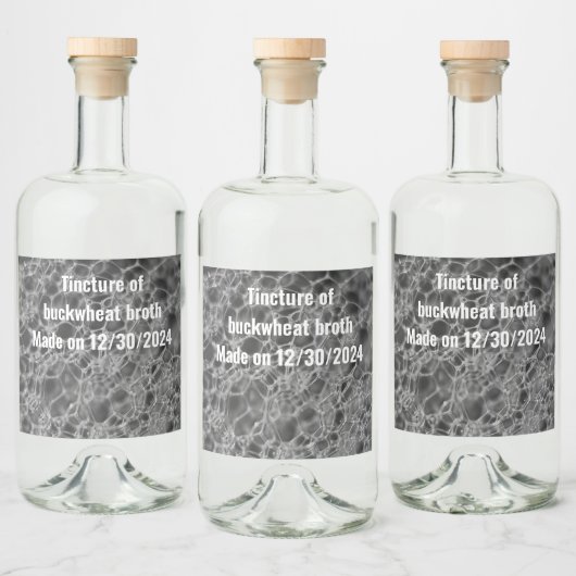 Grijze bubbel ontwerp likeurfles etiket (Flessen)