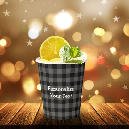 Grijze Buffalo Plaid Rustieke Mannelijke Gepersona Papieren Bekers