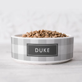 Grijze Buffel Controleer Naam Monogram Voerbakje