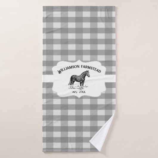Grijze Buffel Plaid Boerderij Paard Badhanddoek Se Bad Handdoek (Badhanddoek)