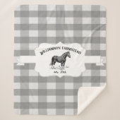 Grijze Buffel Plaid Boerderij Paard Sherpa Deken (Voorkant)