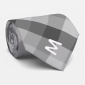 Grijze Buffel Plaid & Monogram Stropdas (Opgerold)