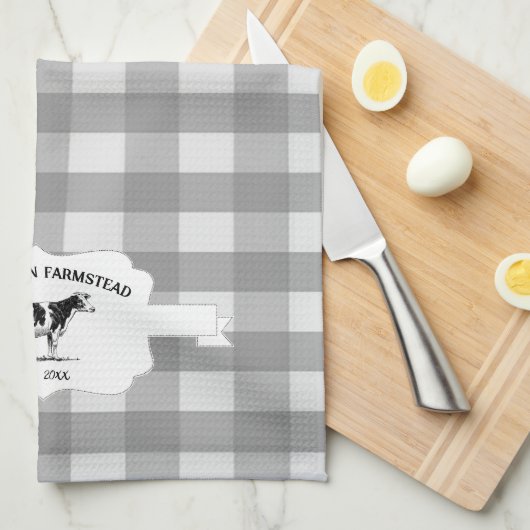 Grijze buffelbak Koe keukenhanddoek Boerderij (Quarter Fold)