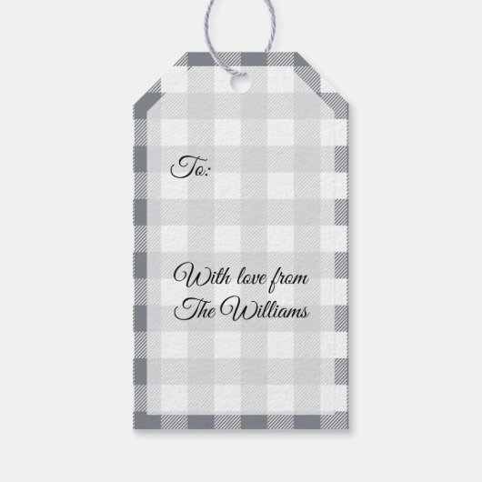 Grijze buffelkerst cadeaulabel (Achterkant)