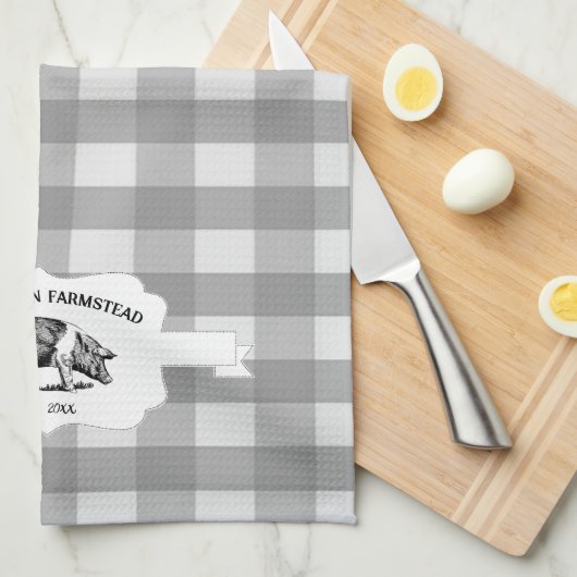 Grijze buffels Boerderij Pig Kitchen Towel Theedoek (Quarter Fold)