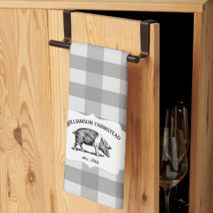 Grijze buffels Boerderij Pig Kitchen Towel Theedoek