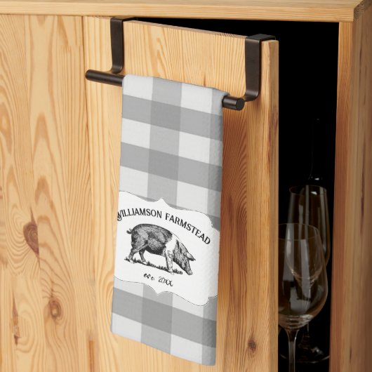 Grijze buffels Boerderij Pig Kitchen Towel Theedoek (Derde Gevouwen)