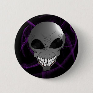 Grijze buitenaardse knop ronde button 5,7 cm