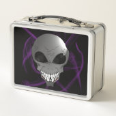 Grijze buitenaardse metalen lunchbox (Achterkant)