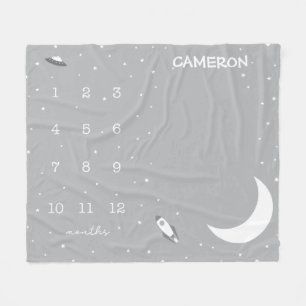 Grijze buitenkant en witte baby fleece deken