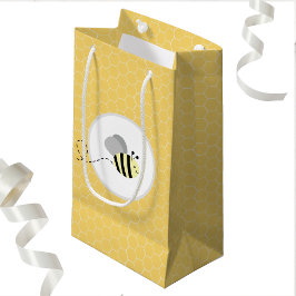 Grijze Bumble Bee Honeycomb Gift Bag Klein Cadeauzakje