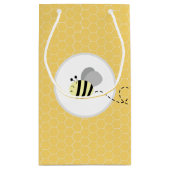 Grijze Bumble Bee Honeycomb Gift Bag Klein Cadeauzakje (Achterkant)