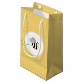 Grijze Bumble Bee Honeycomb Gift Bag Klein Cadeauzakje (Voorkant Gekanteld)
