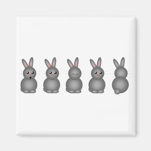 Grijze Bunnies Magneet (Voorkant)