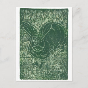 Grijze Bunny Rabbit in het gras Briefkaart