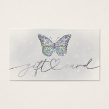 grijze cadeaukaart voor glitter butterfly