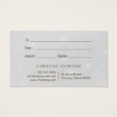 grijze cadeaukaart voor glitter butterfly visitekaartje (Achterkant)