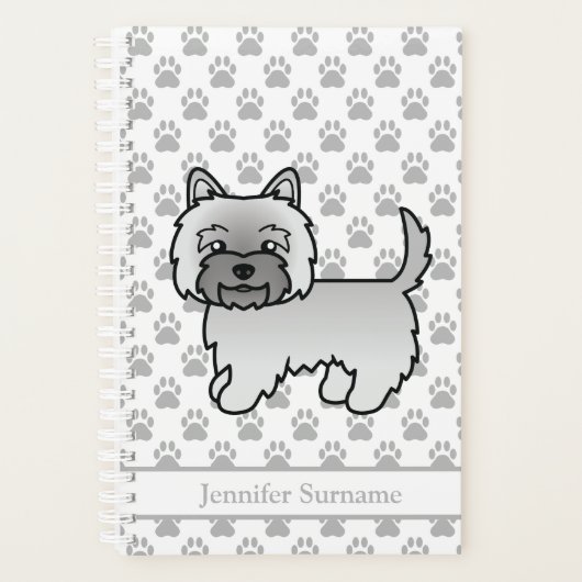 Grijze Cairn Terrier Hond Met Poten & Aangepaste N Planner (Voorkant)