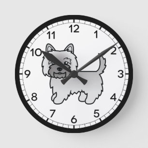 Grijze Cairn Terrier Hond Mooie Cartoon Illustrati Ronde Klok