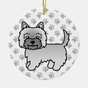 Grijze Cairn Terrier Hond Mooie Illustratie & Poot Keramisch Ornament