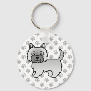 Grijze Cairn Terrier Hond Mooie Illustratie & Poot Sleutelhanger